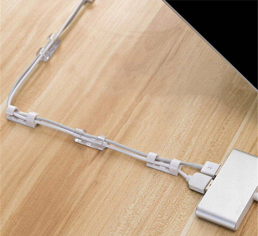 10x WIRE CABLE ORGANIZER CLIP HOLDER SELF ADHESIVE HOOK Brand Interlook