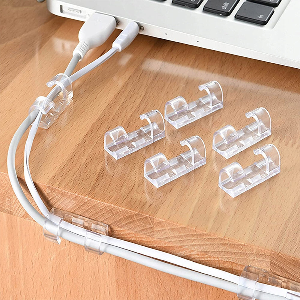 10x WIRE CABLE ORGANIZER CLIP HOLDER SELF ADHESIVE HOOK Brand Interlook