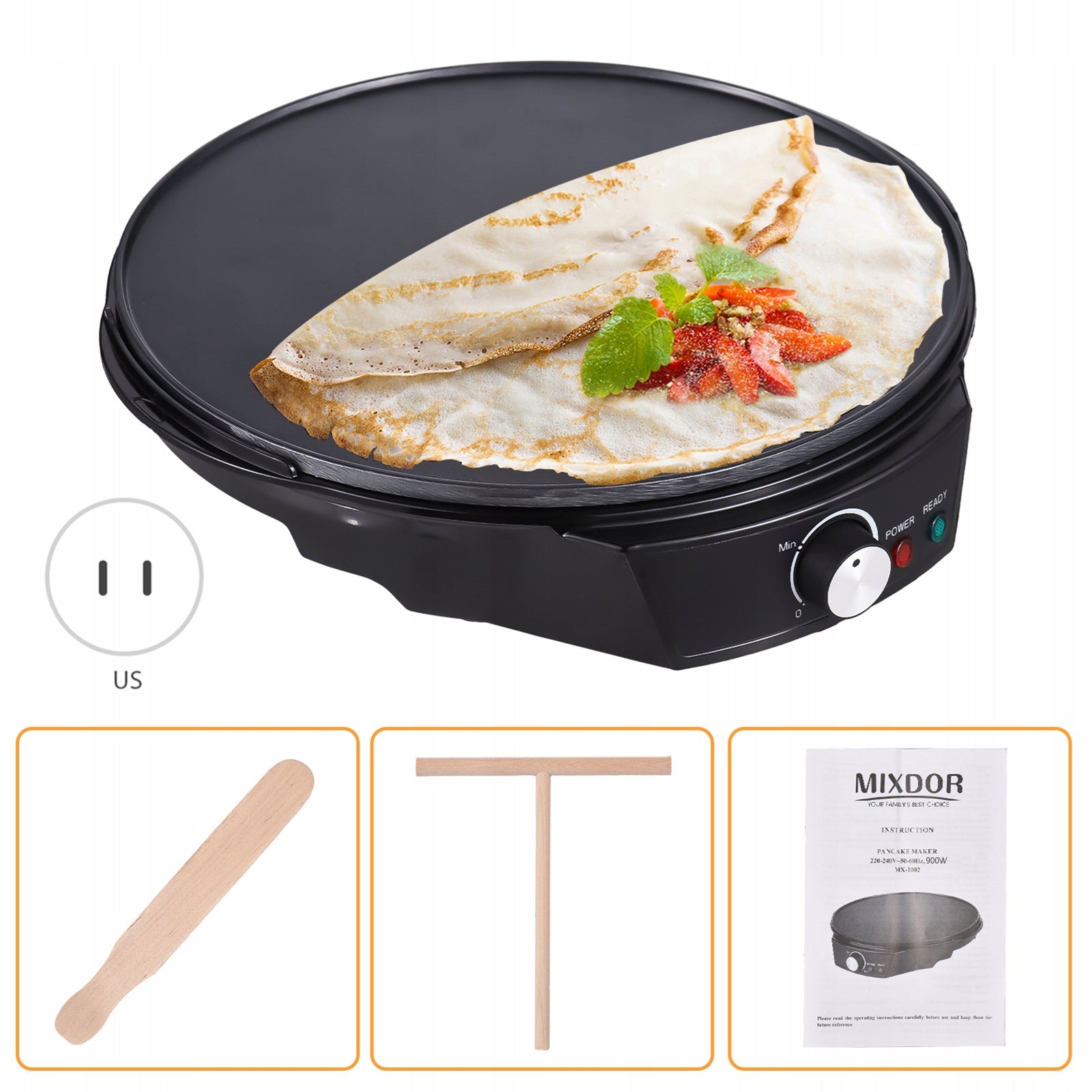 11 Inch Electric Pancake Maker 900W, Temperature Control