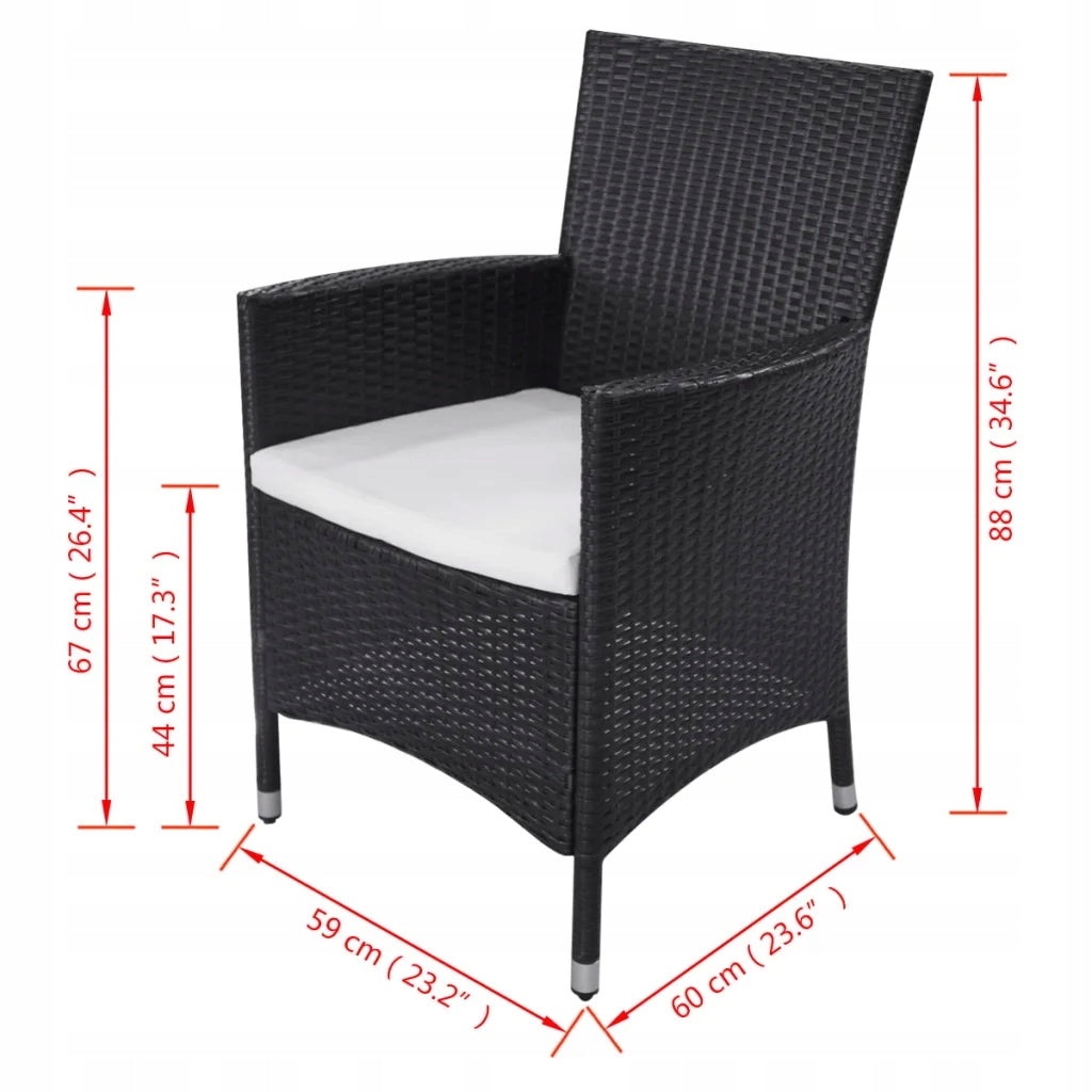 11-Piece Garden Furniture Set with Cushions, PE Rattan, Black Color black