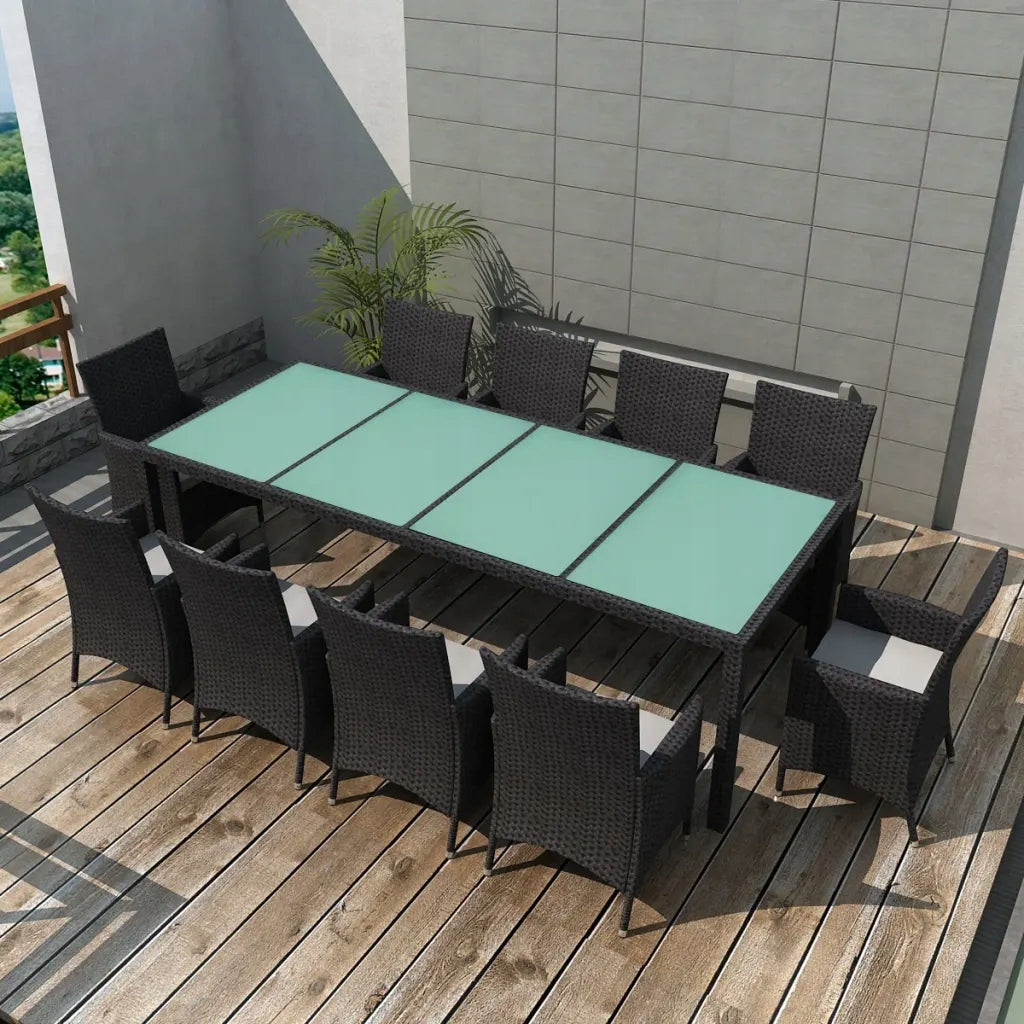 11-Piece Garden Furniture Set with Cushions, PE Rattan, Black Manufacturer VidaXL