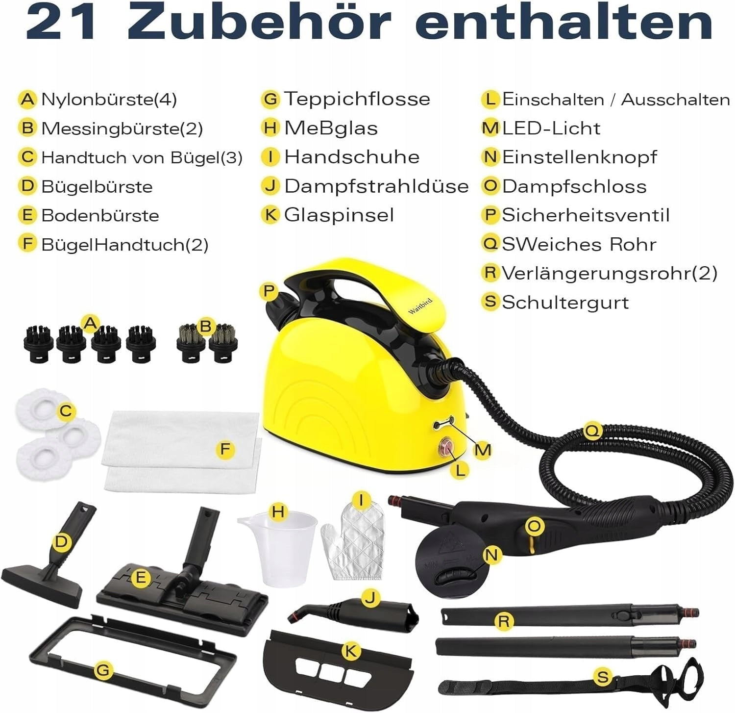 1100W 21IN1 MULTIFUNCTION STEAM CLEANER FOR CAR HOME WITH ACCESSORIES Manufacturer code AAAA1001851