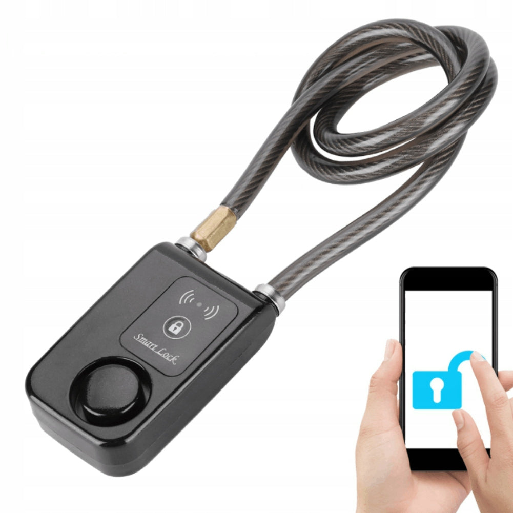 110DB ANTI-THEFT ALARM BLUETOOTH BICYCLE LOCK ROPE STEEL 80CM
