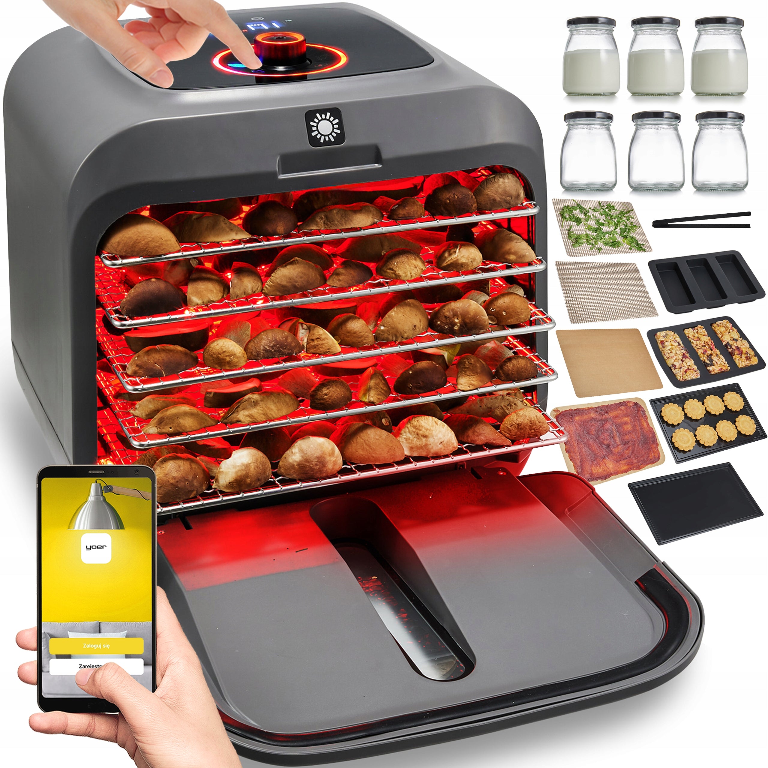 11in1 Infrared Mushroom Dryer LARGE Yoer 500W+5 sieves Automatic