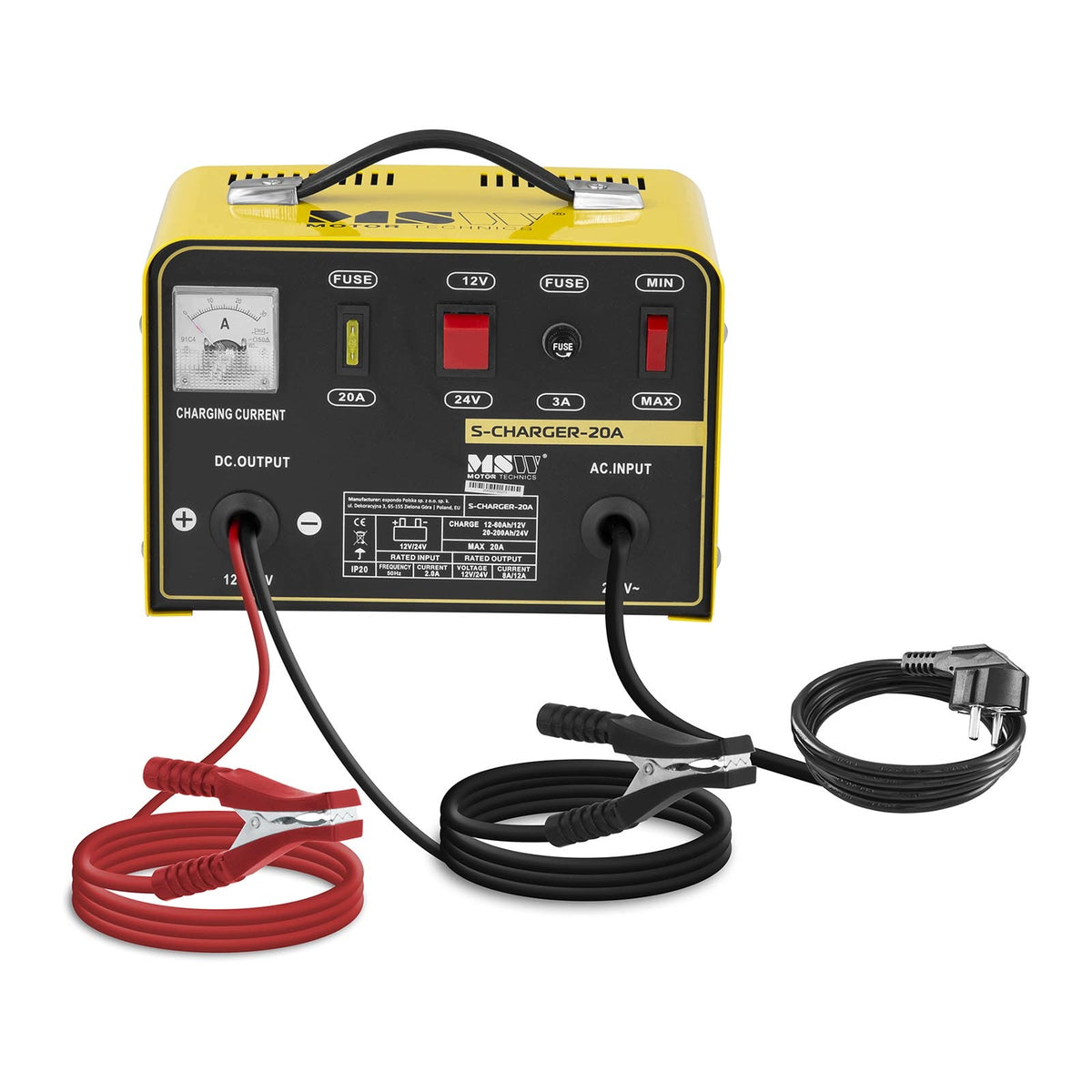 12/24V 12A FAST CAR RECTIFIER FOR 230V BATTERIES Brand MSW Motor Technics