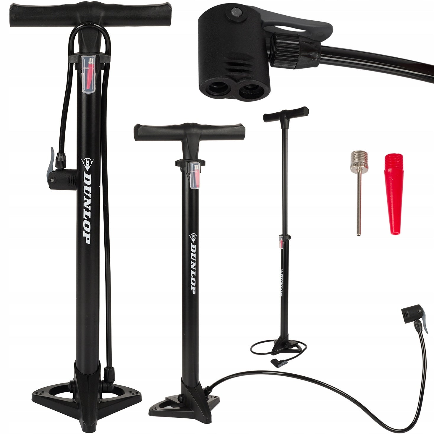 12 BAR Workshop Floor Pump with Adapters Brand Dunlop