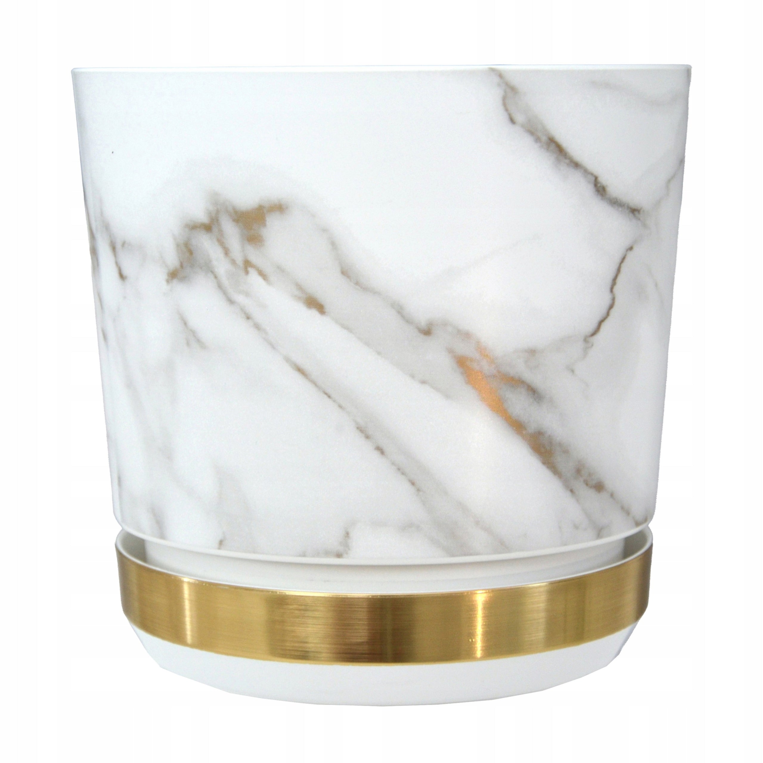 12 Flower pot DUO two-tone VENETIAN MARBLE with stand BRASS grey gold
