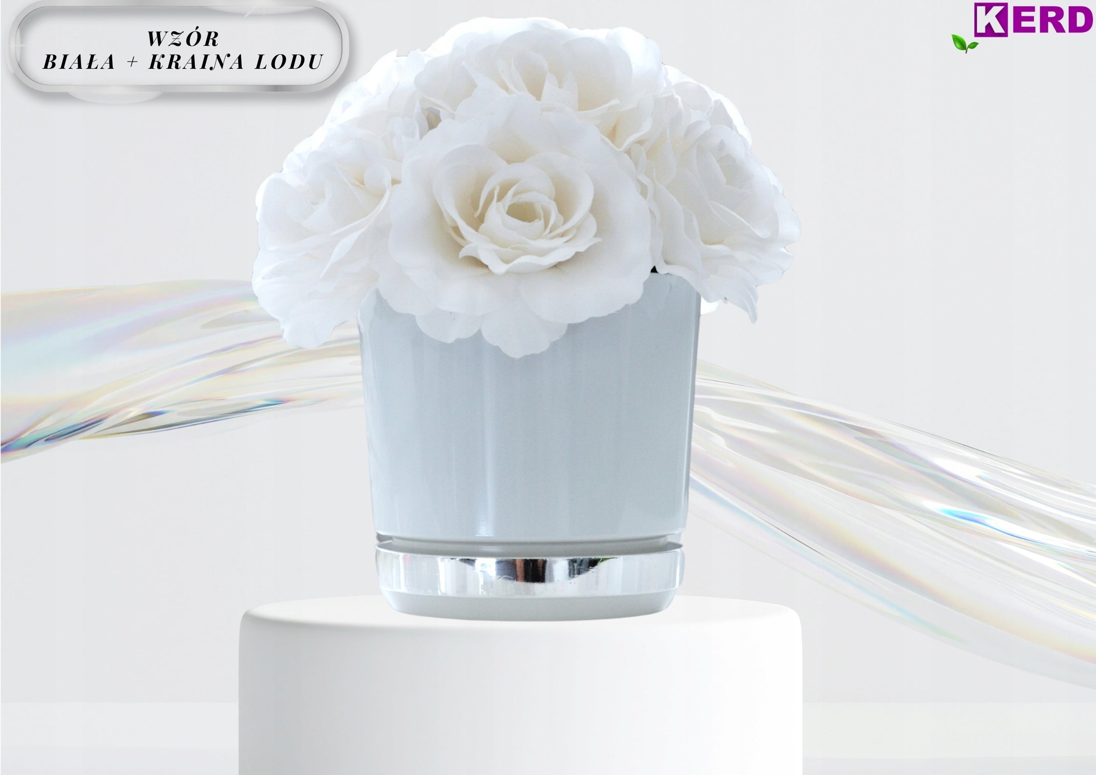 12 Flower pot DUO two-tone WHITE with stand mirror LAND OF ICE gloss EAN (GTIN) 5906667003710