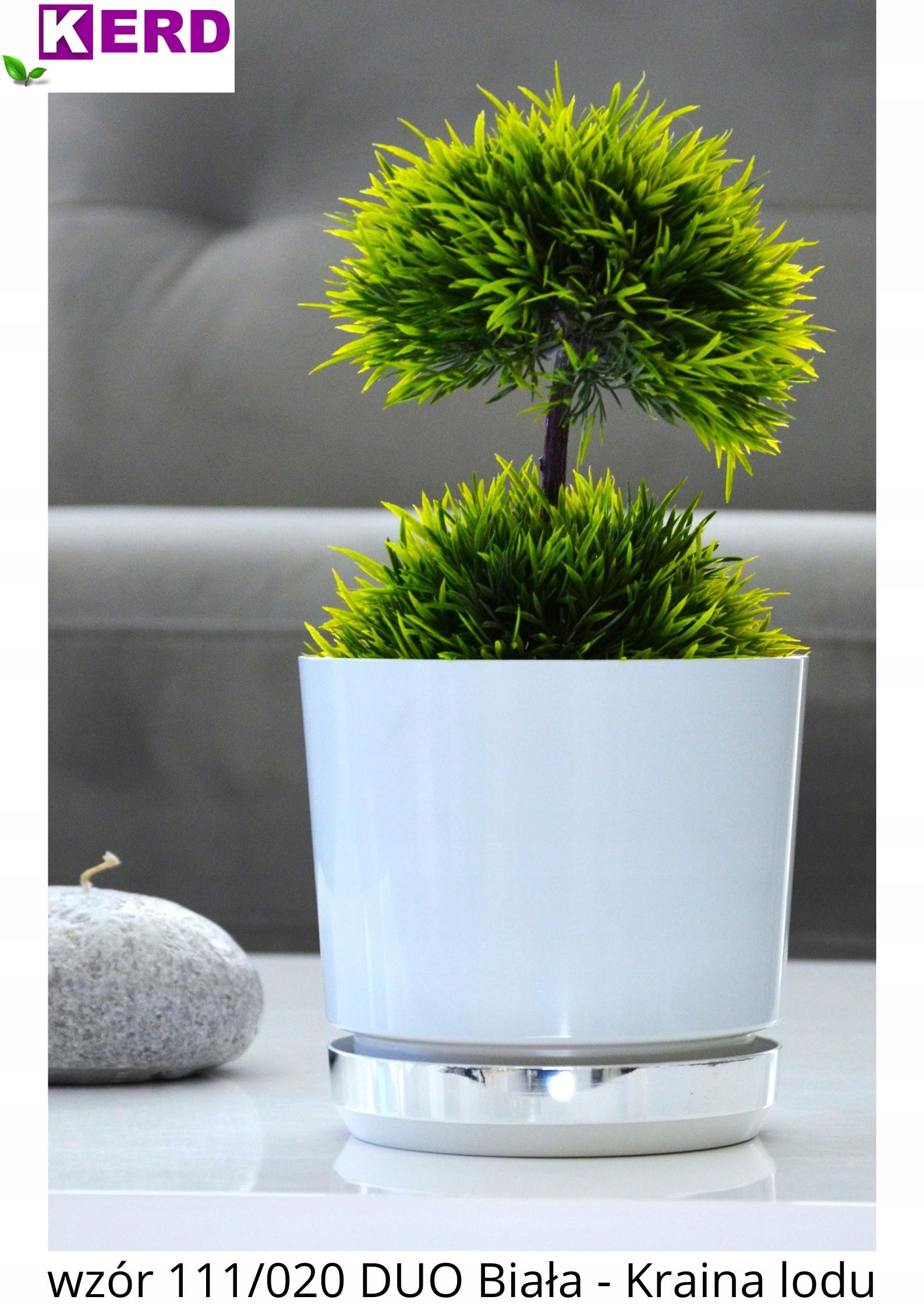 12 Flower pot DUO two-tone WHITE with stand mirror LAND OF ICE gloss Manufacturer code DEKOR 12 DUO/111/020