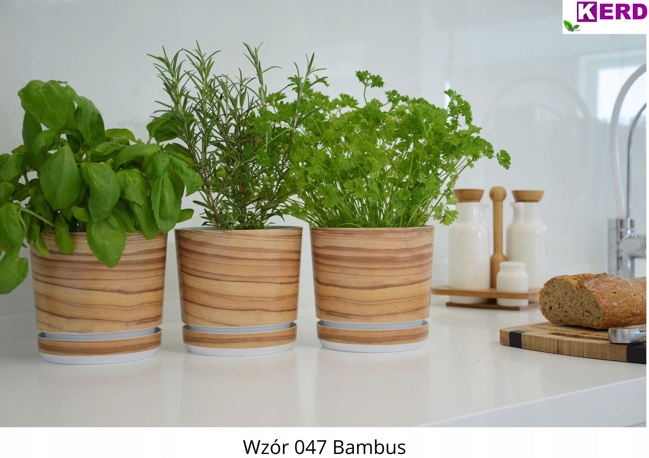 12 Flower pot with stand BAMBOO imitation board style Scandinavian wood effect Manufacturer code DEKOR 12/047 Bambus