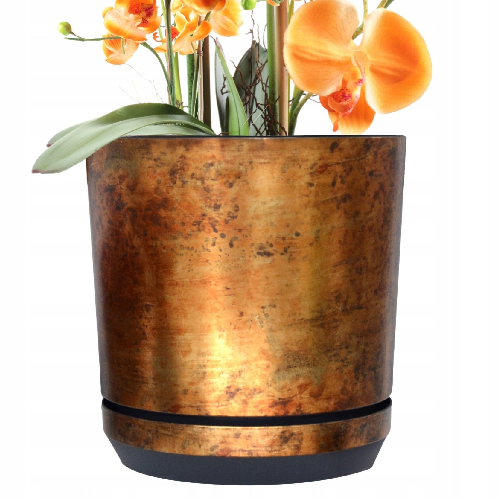 12 Flower pot with stand RUST effect antiquing metal rustic loft