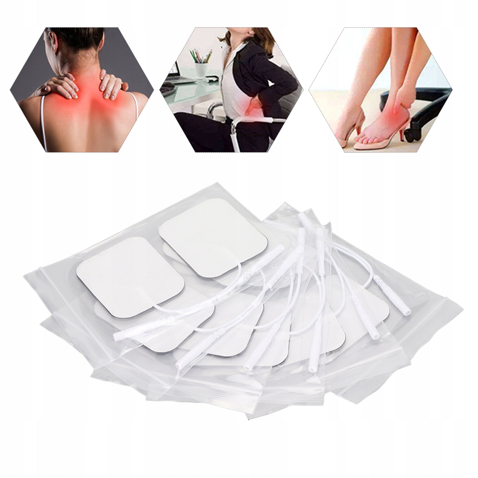 12 GEL PADS ELECTRODES ELECTROSTIMULATOR Color white