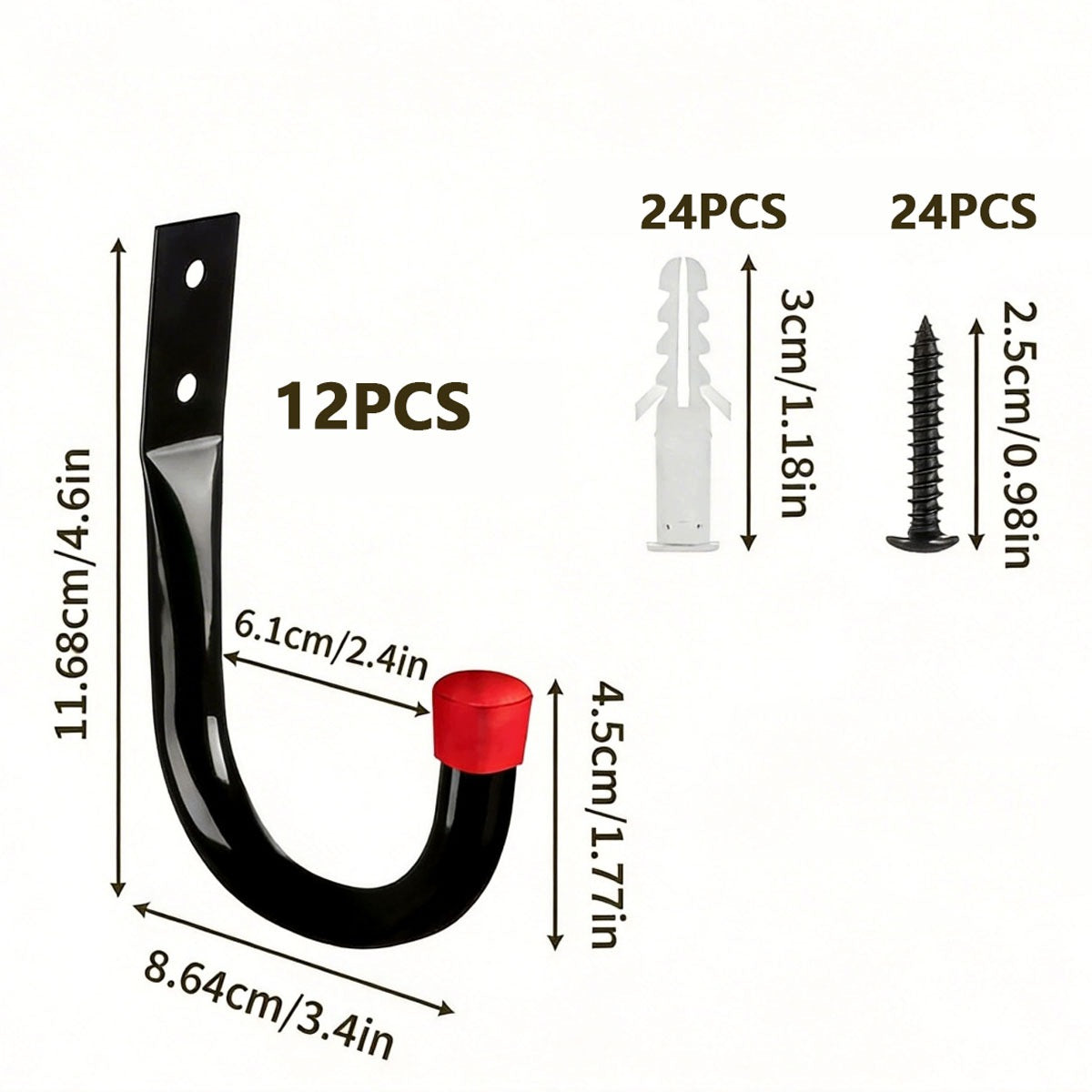 12 Heavy-Duty Wall Hooks for Garage Tools - Hanger for Rakes, Shovels, Spades Manufacturer code 4006743765851