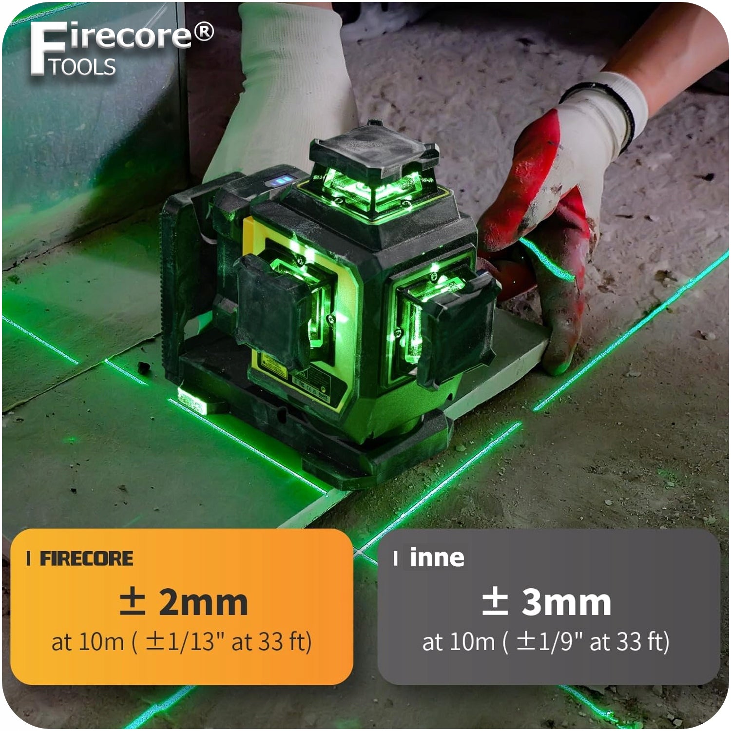 12 LINES LASER LEVEL 3D MAGNETIC CROSS LASER F95T-XG FIRECORE Brand Firecore