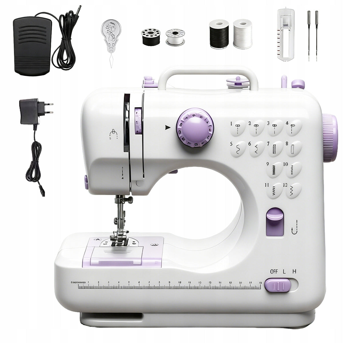 12 NEEDLE SEWING MACHINE WITH PEDAL COMPACT AND LIGHTWEIGHT FOR HOME