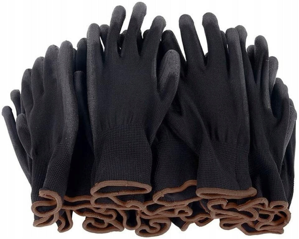 12 PAIRS Work Gloves Black Polyurethane Coated Gloves r.10-XL Medical device no