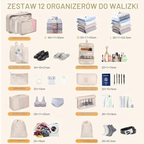 12-PIECE CASE ORGANIZER WATERPROOF ORGANIZER WITH BAGS Color transparent