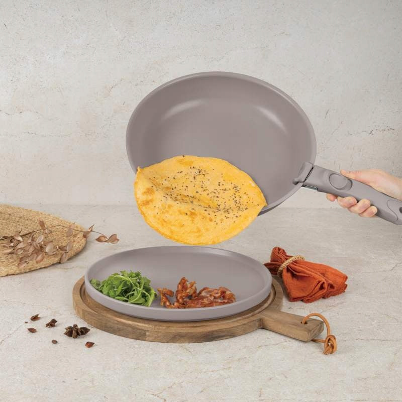 12-Piece Taupe Collection Dinnerware Set with Titanium Coating Line Taupe