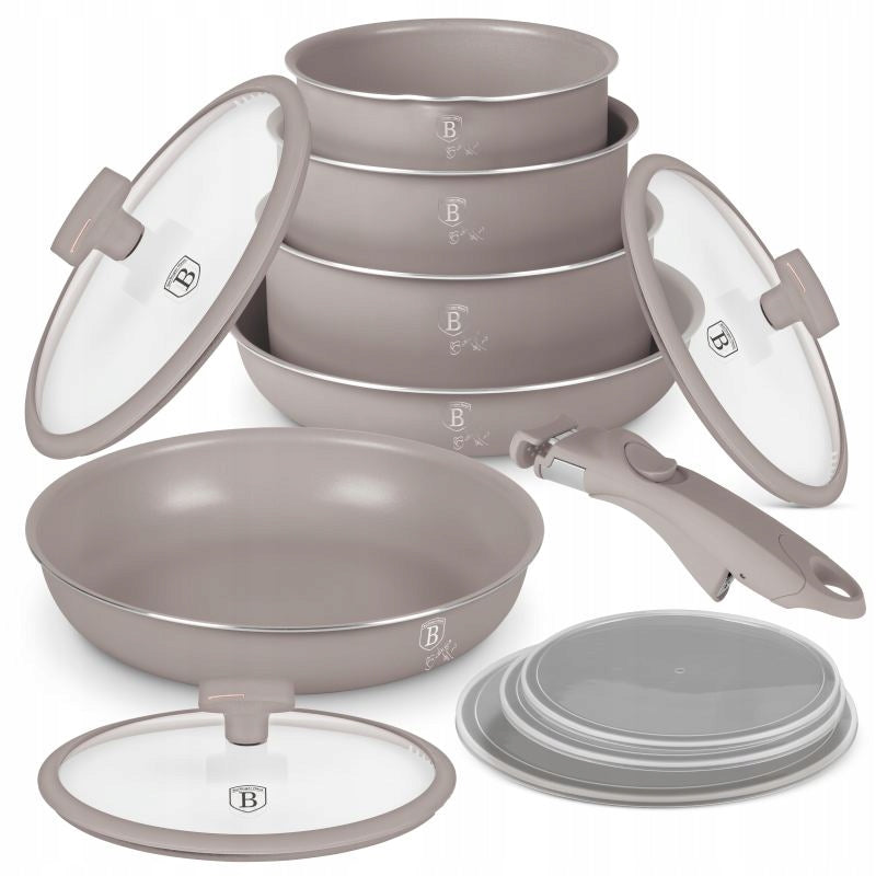 12-Piece Taupe Collection Dinnerware Set with Titanium Coating