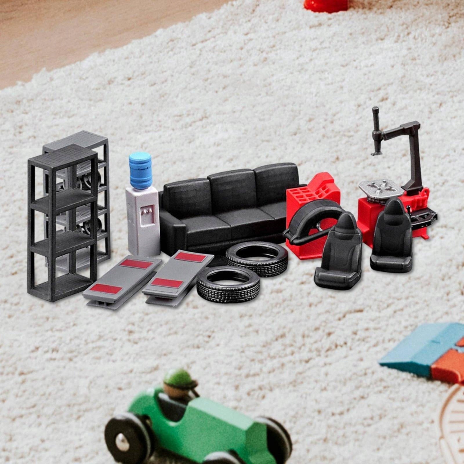 12 Pieces 1:64 Repair Tools Set Resin 1:64 Garage Tool Set Pre Painted Mini Packaging status original