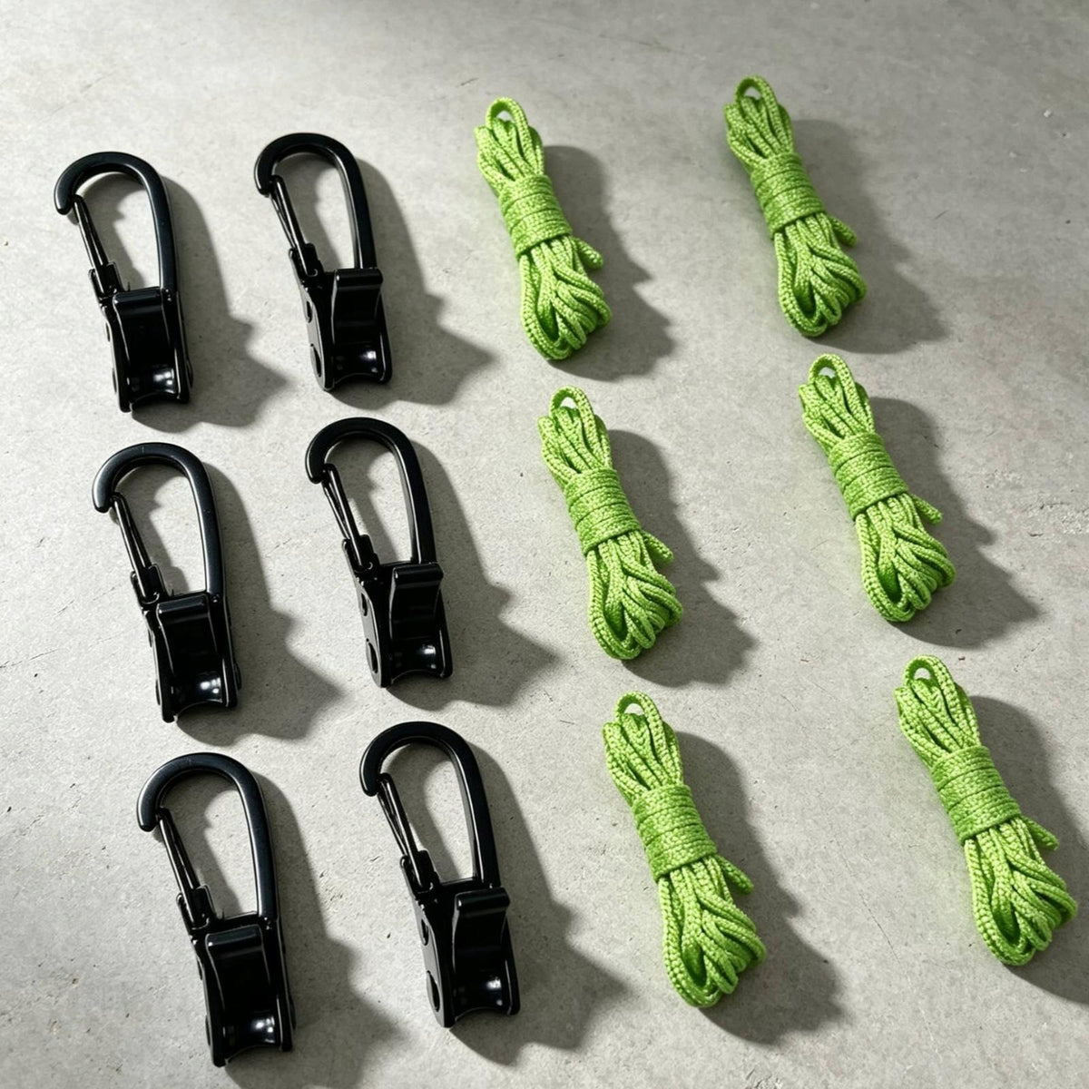 12 Pieces Rope with Hook | Compact Lightweight Design, Tensioner Blk 6-hook