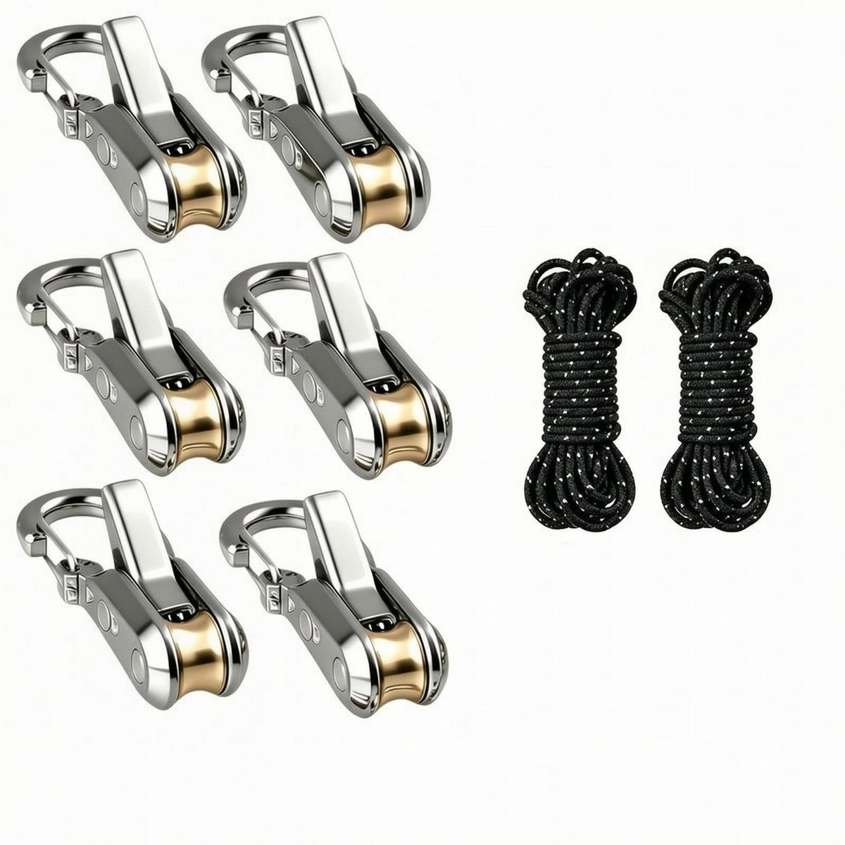 12 Pieces Rope with Hook | Compact Lightweight Design, Tensioner Silv C