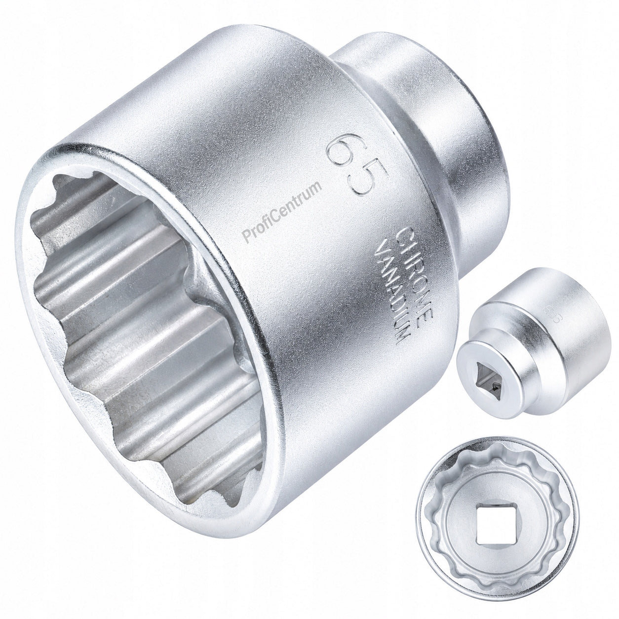 12-angle cap with 3/4" drive 65mm chrome vanadium knurled steel