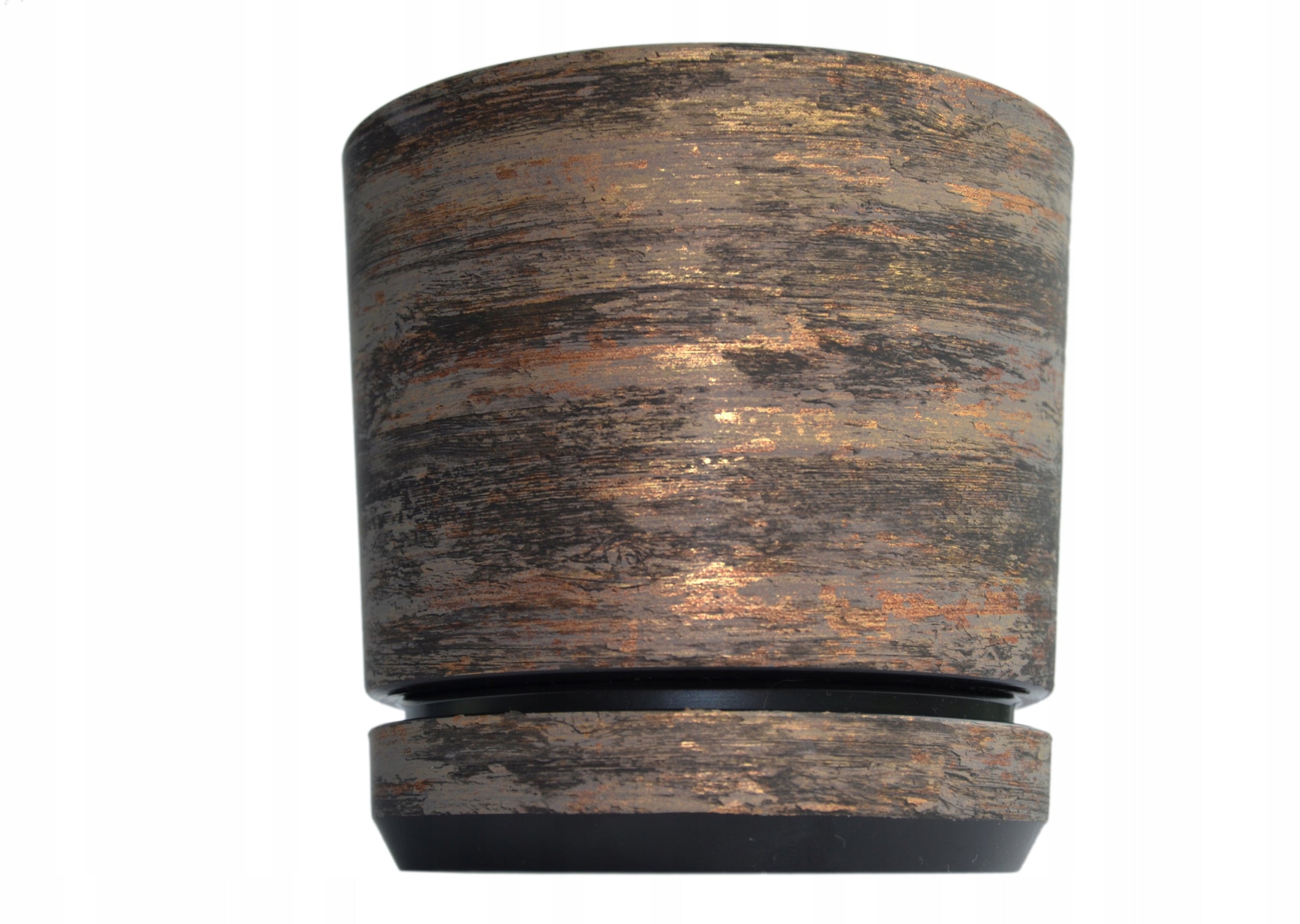 12 cm RUSTY BARK Pots with stand tree effect wood-like texture