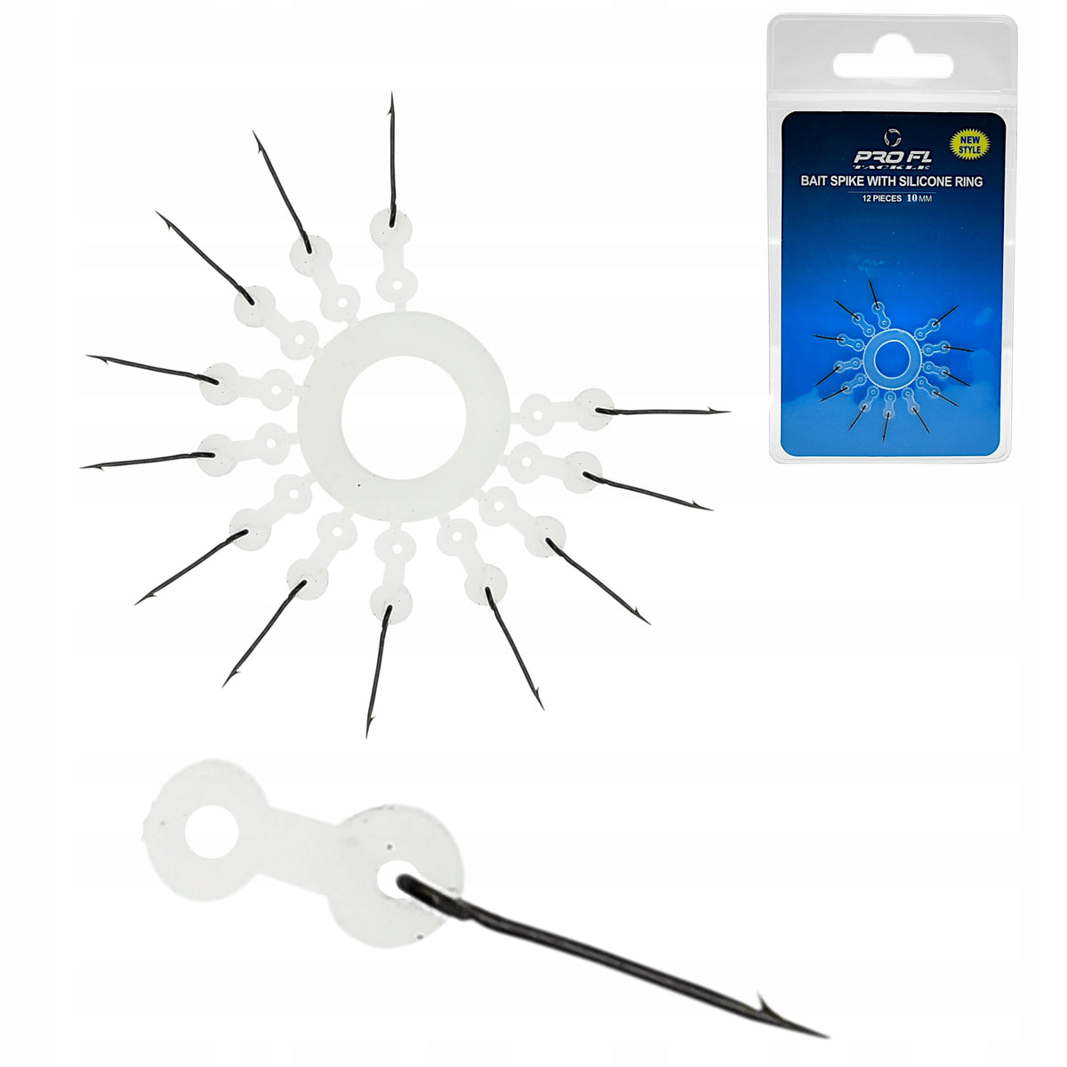 12 x Bait Barb Needle with 10mm Silicone Connector