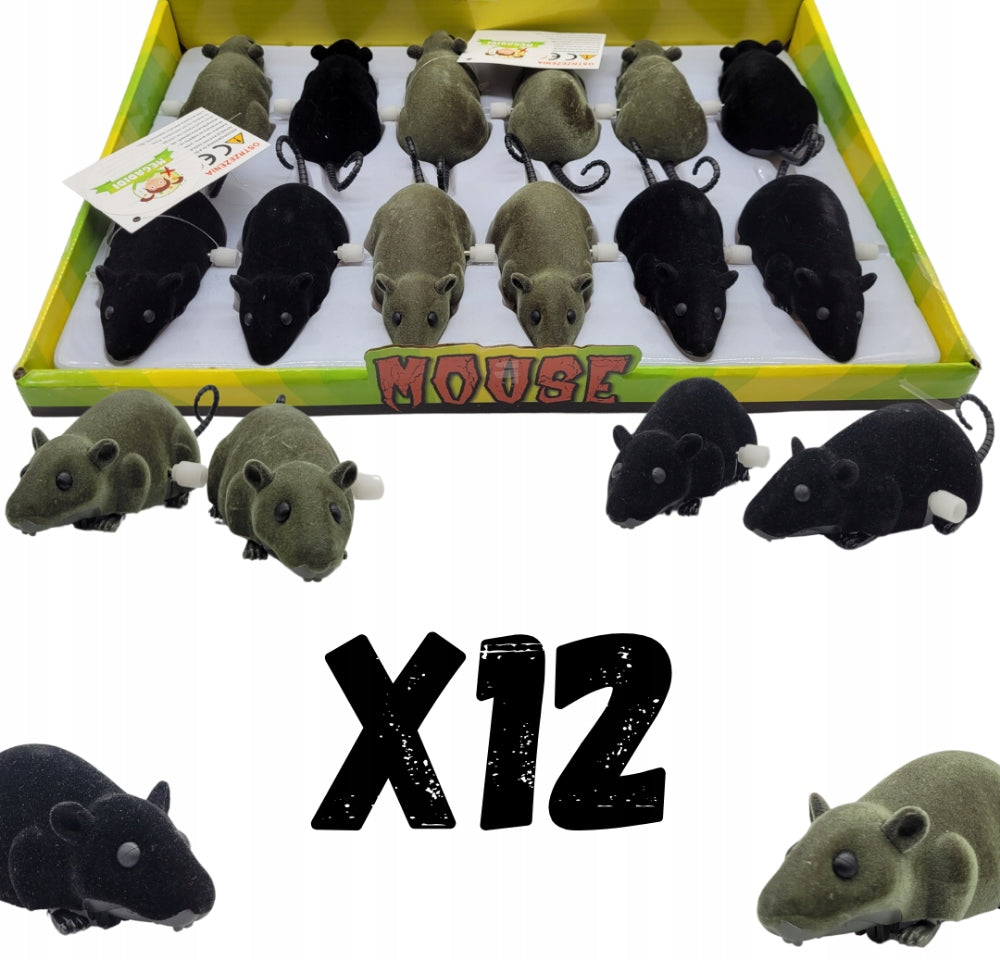 12 x MOUSE cat mouse RUNNING 12cm BLACK and GRAY ORIGINAL DISPLAY Brand no brand