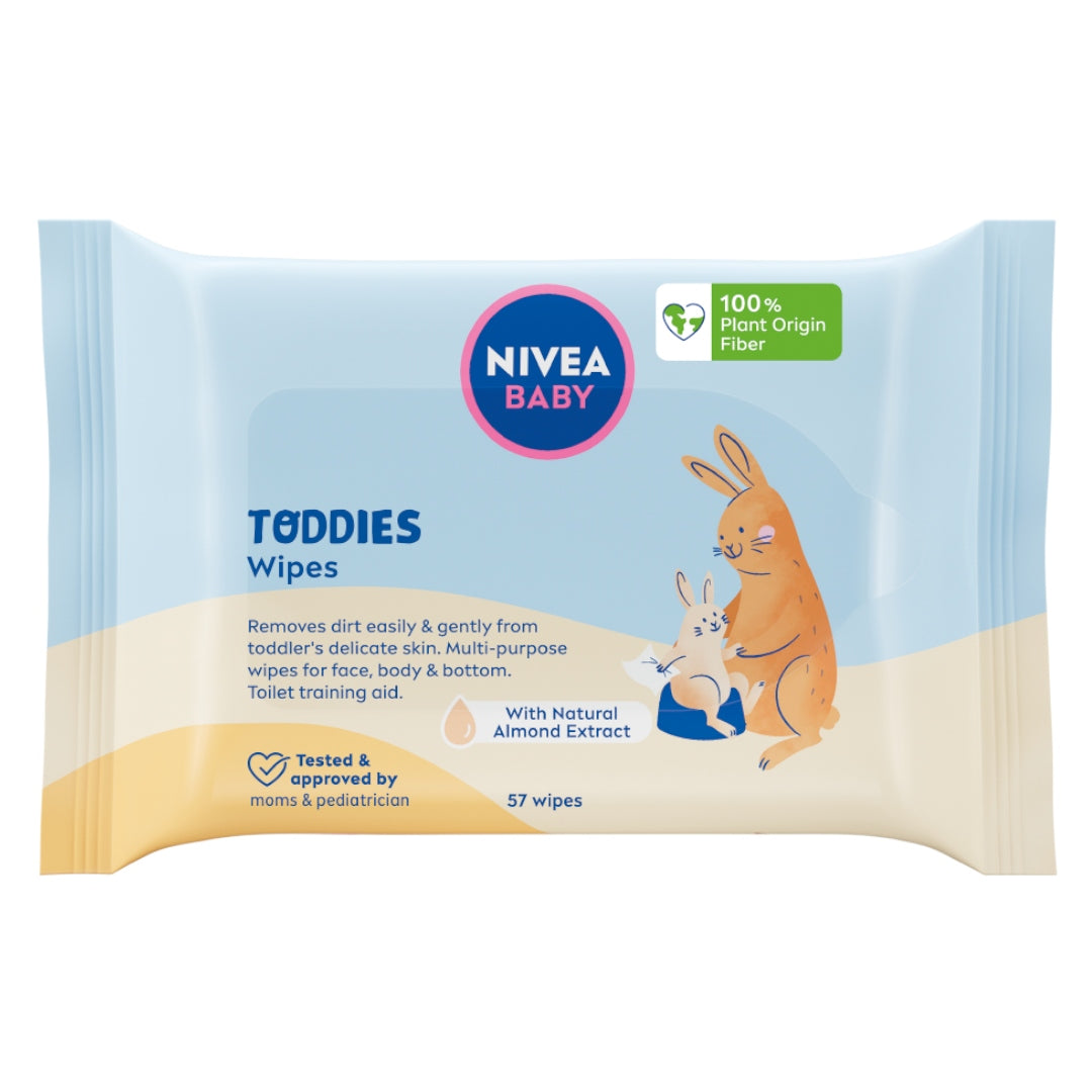 12 x NIVEA BABY Toddies Biodegradable Wipes, 57 Pack Brand NIVEA