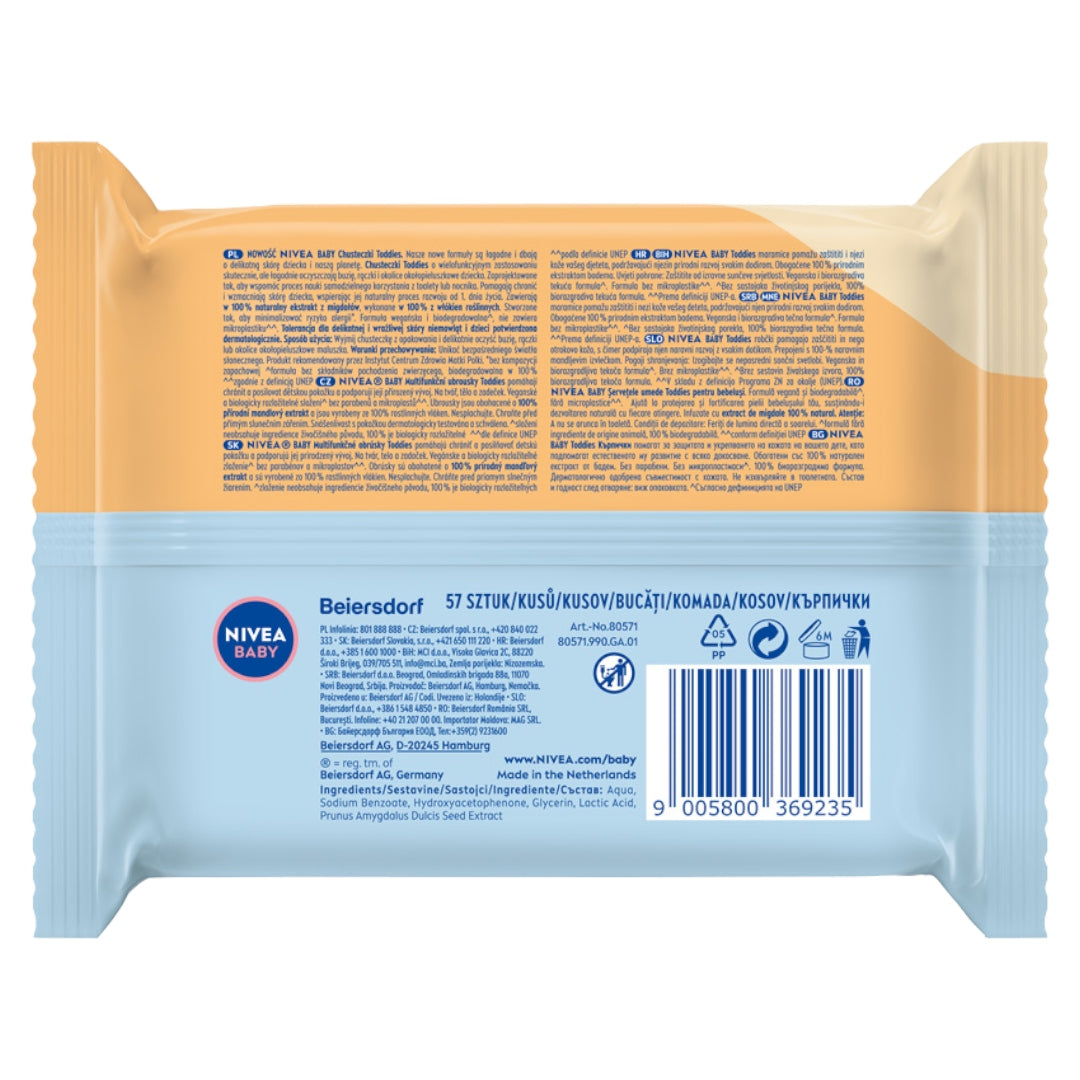 12 x NIVEA BABY Toddies Biodegradable Wipes, 57 Pack EAN (GTIN) 9005801246986