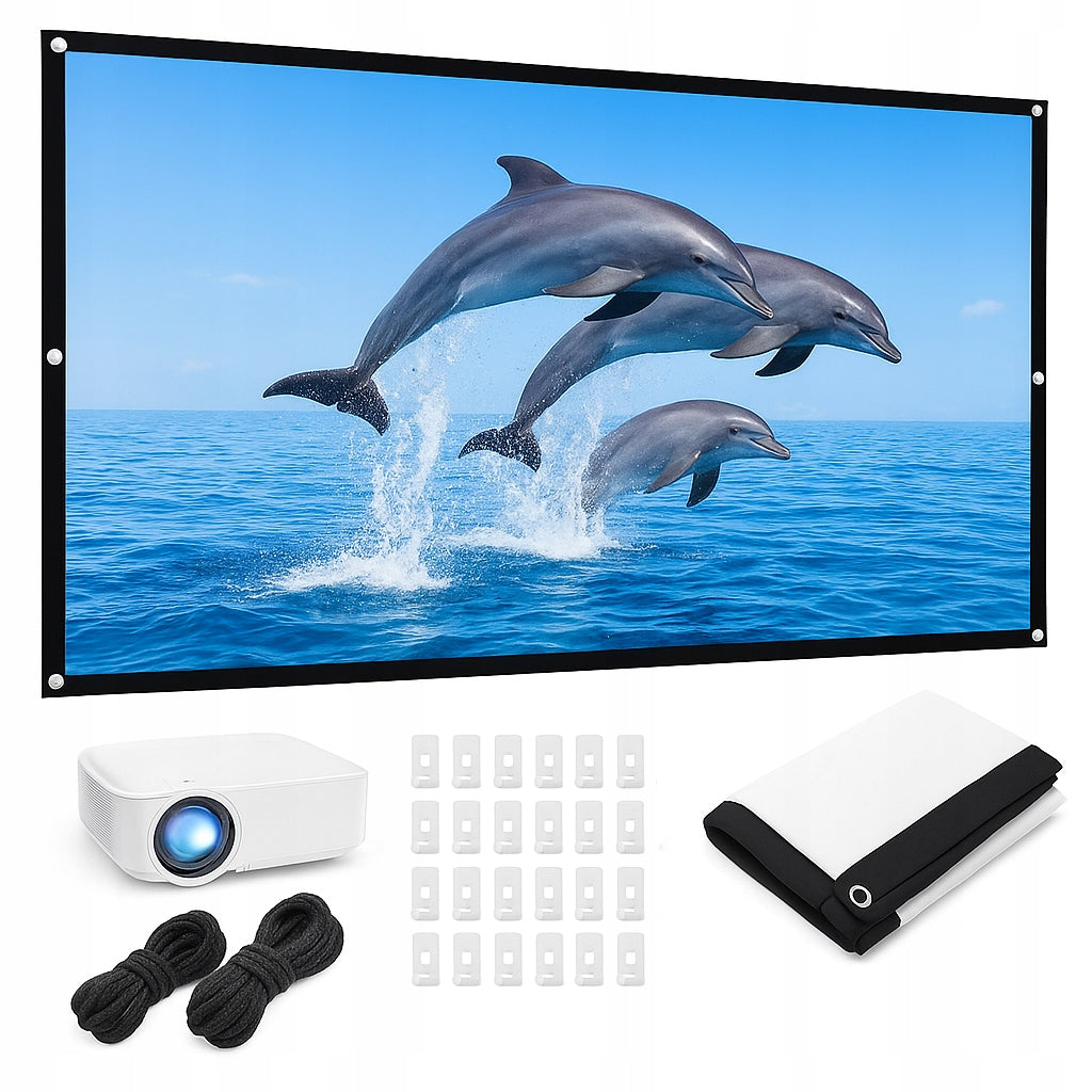 120 INCH 16:9 HD PROJECTION SCREEN PORTABLE FOR HOME SCHOOL CAMPING