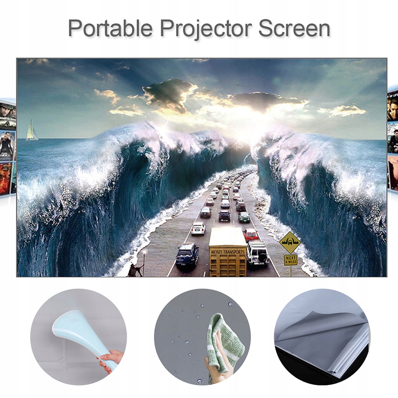 120 Inch Portable HD Projector Screen 16:9 Non Slip 7U Manufacturer code AG250805135662