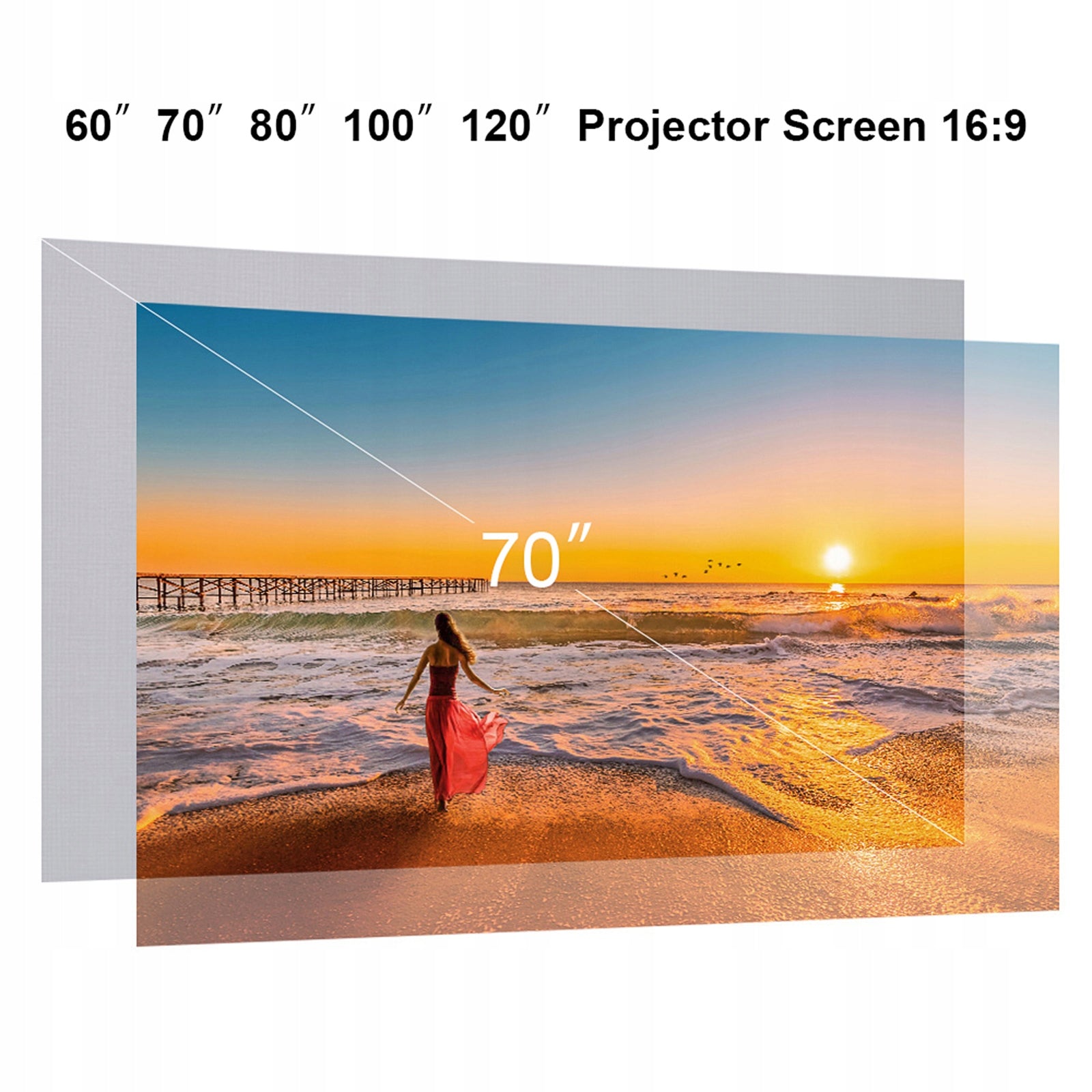 120 Inch Portable HD Projector Screen 16:9 Non Slip 7U