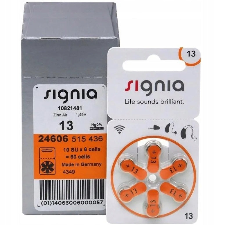 120 x 13 Signia PR13 PR48 Hg 0% batteries for hearing aid Made in Germany EAN (GTIN) 14063006000057