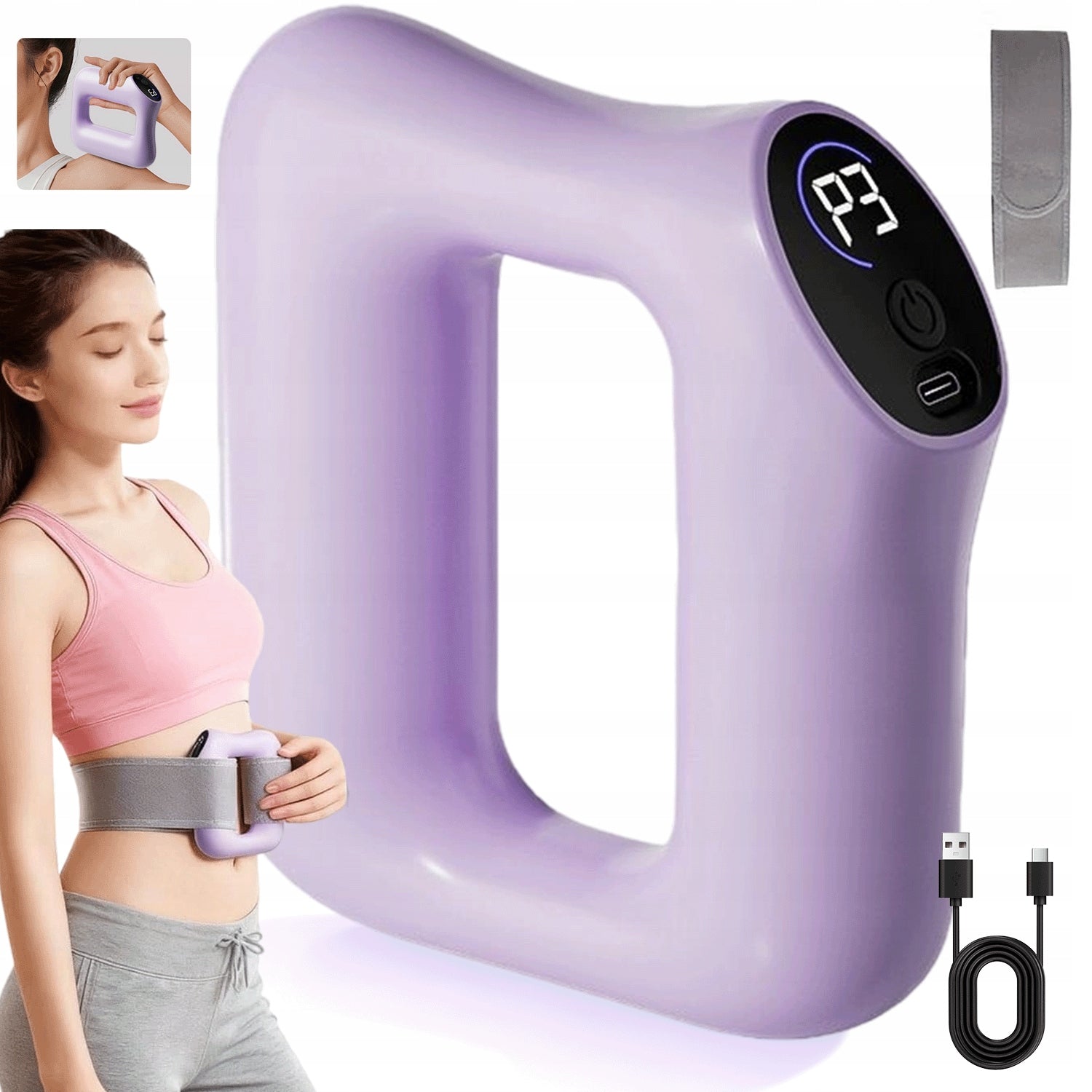 1200MAH MASSAGE BELT PURPLE 3 MODES WITH REINFORCED STRAP