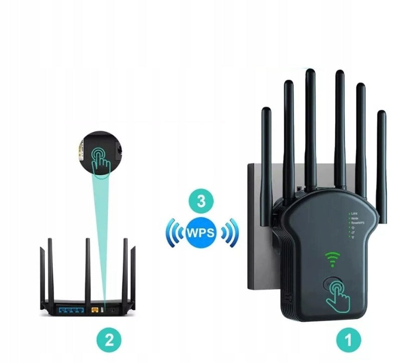 1200Mbps Dual Band Expander Repeater Wi-Fi Signal Amplifier