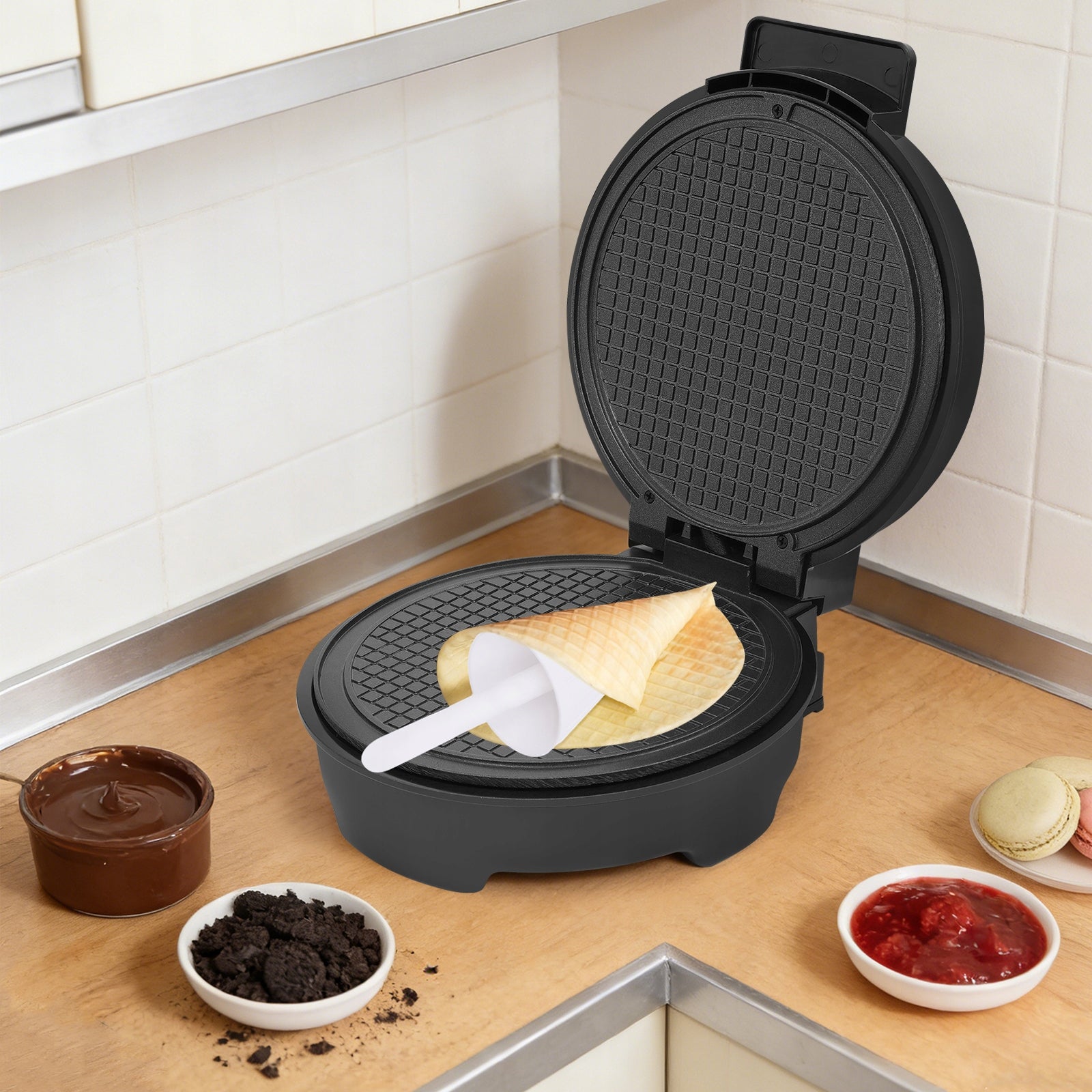 1200W 220V ELECTRIC WAFFLE CONE MAKER 20CM ICE CREAM WAFFLE CONE MAKER Packaging status original