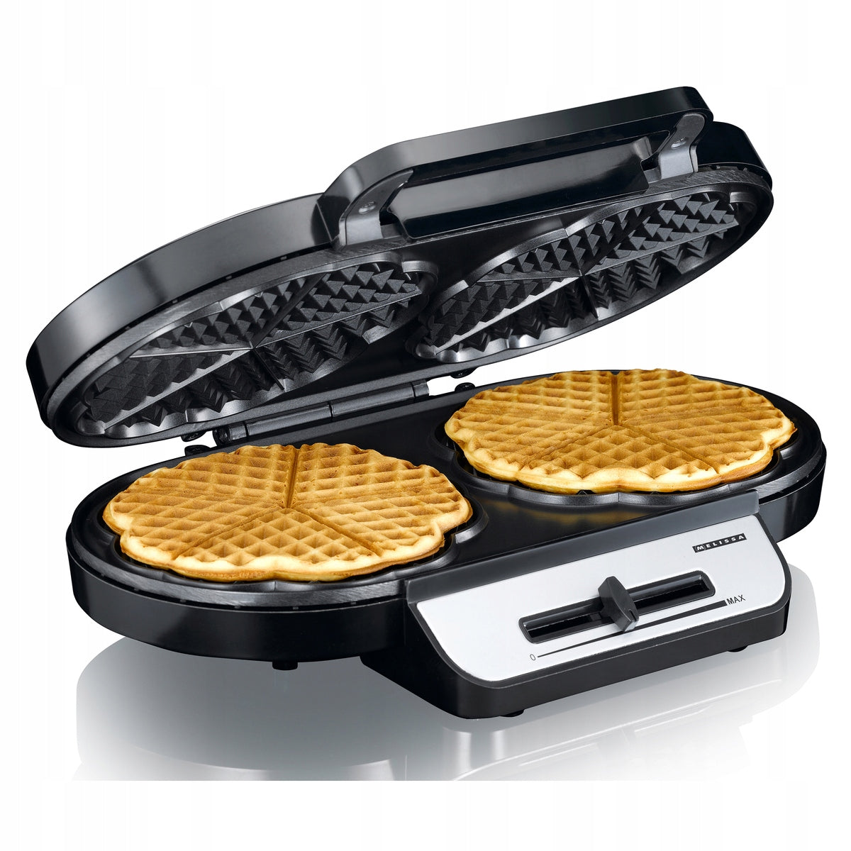 1200W DOUBLE WAFFLE MAKER WITH ADJUSTABLE HEART WAFFLE THERMOSTAT MELISSA