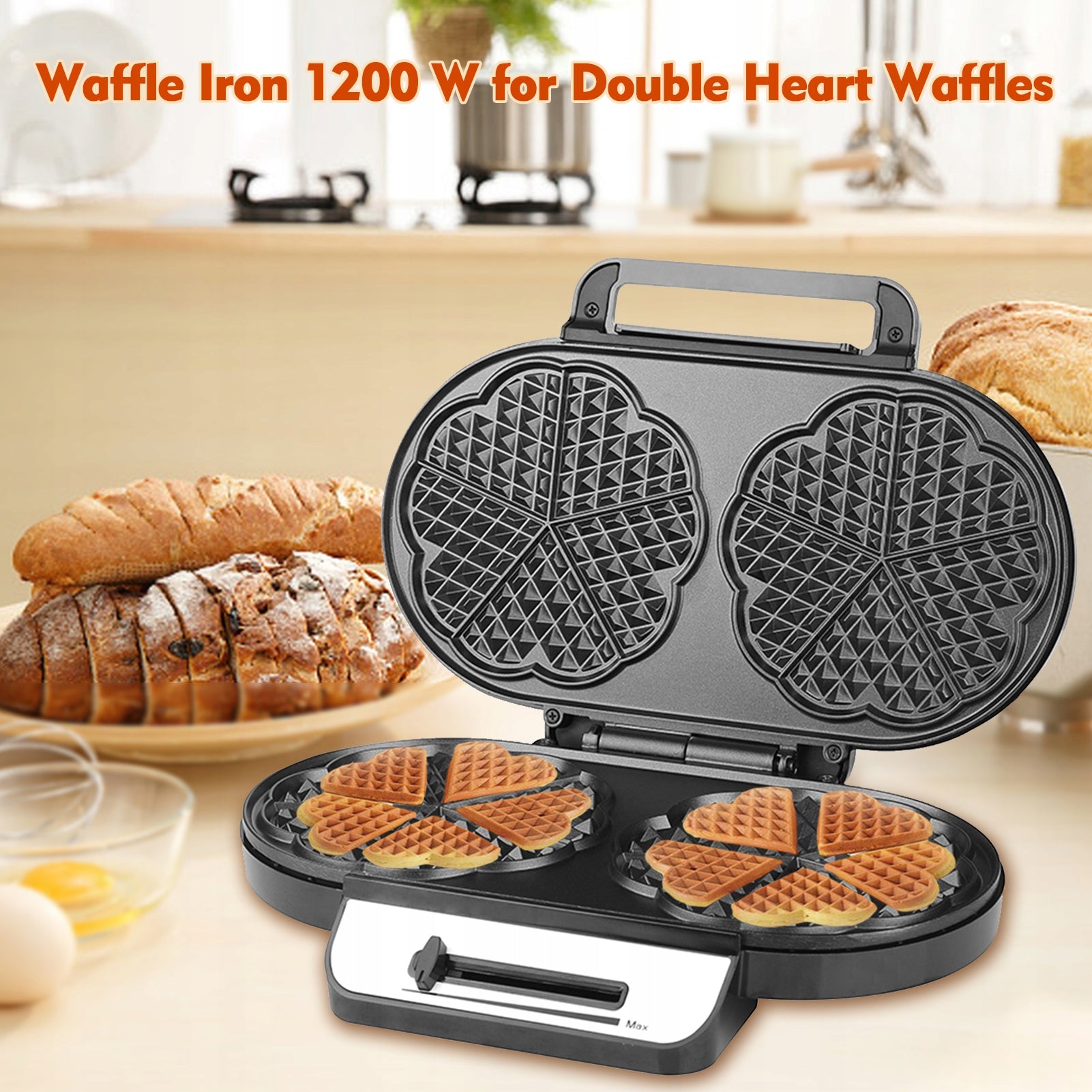 1200W waffle maker with double heart, heart waffle maker with p Brand no brand