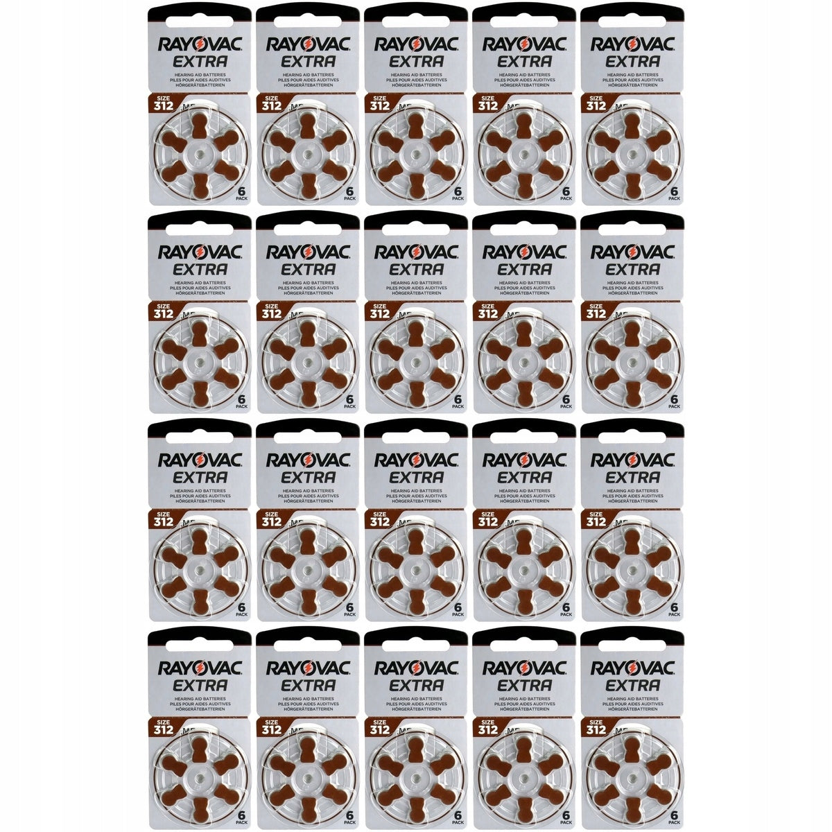 120x Rayovac 312 - hearing aid battery, long service life