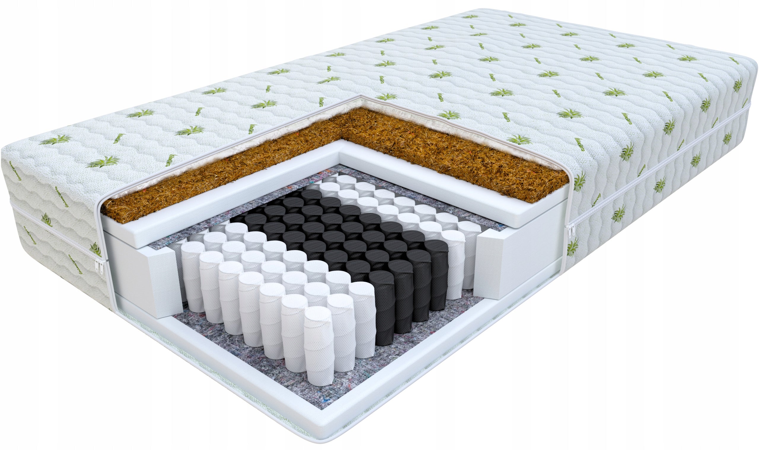 120x200 cm Pocket Spring Mattress with Coconut Fiber and Aloe Vera Cover - 22cm Thick
