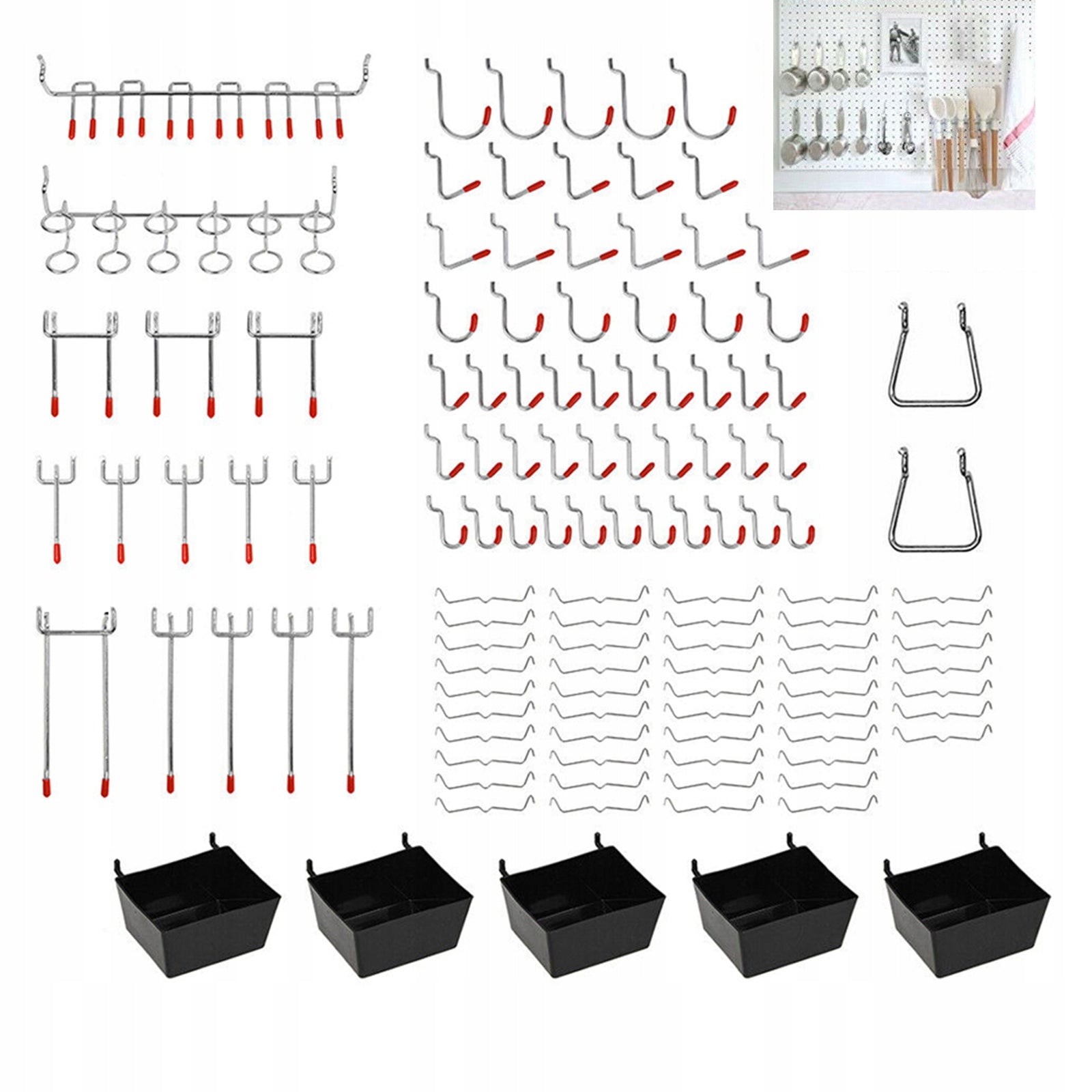 122pcs Metal Pegboard Hook Set Product height 4.5 cm