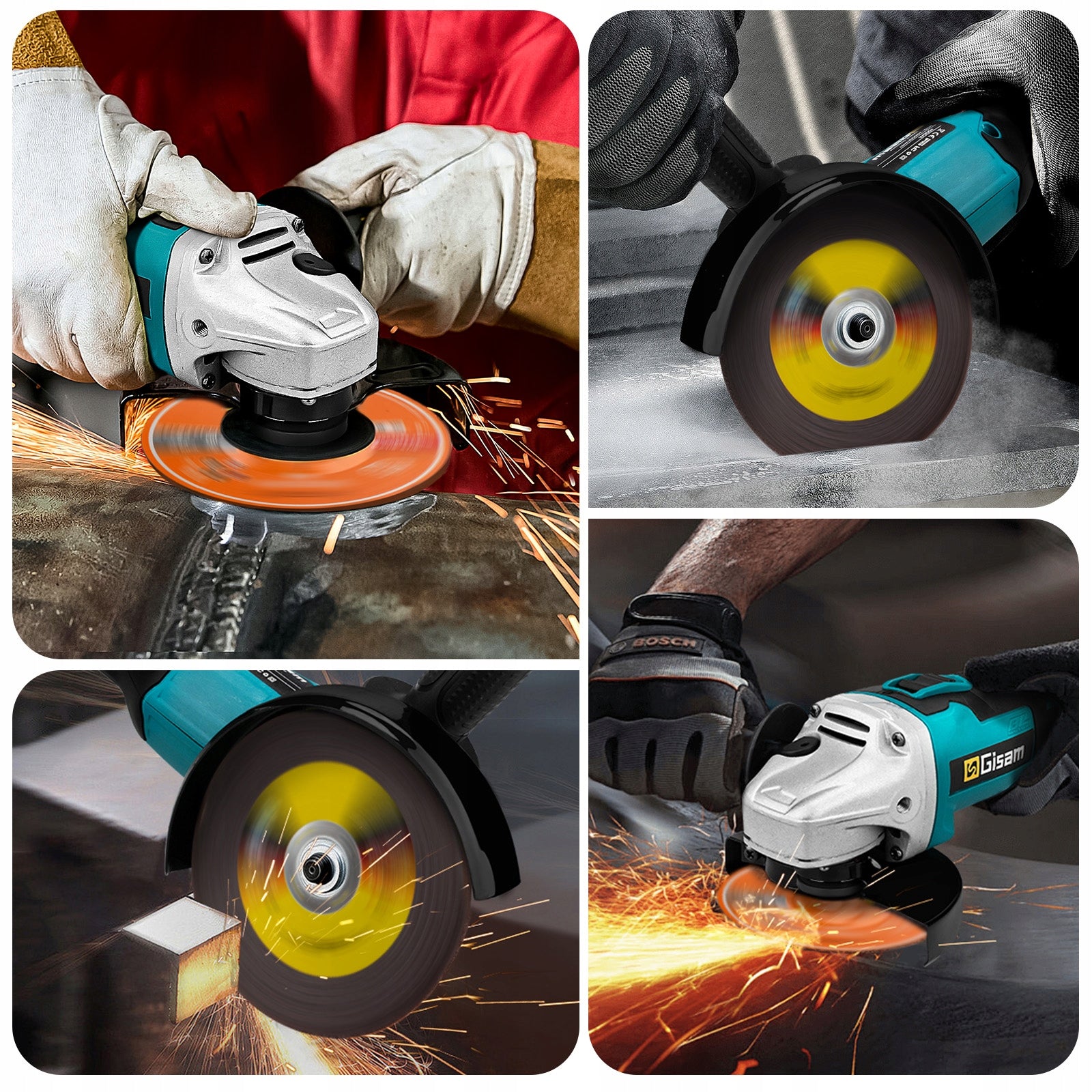 125mm Brushless Angle Grinder Polishing Cutting Machine 2x Battery 6 x Disc Packaging status original