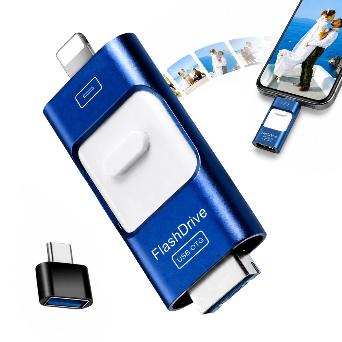 128GB 4-in-1 USB Flash Drive: USB 3.0, iPhone, Android/Micro USB/Type-C