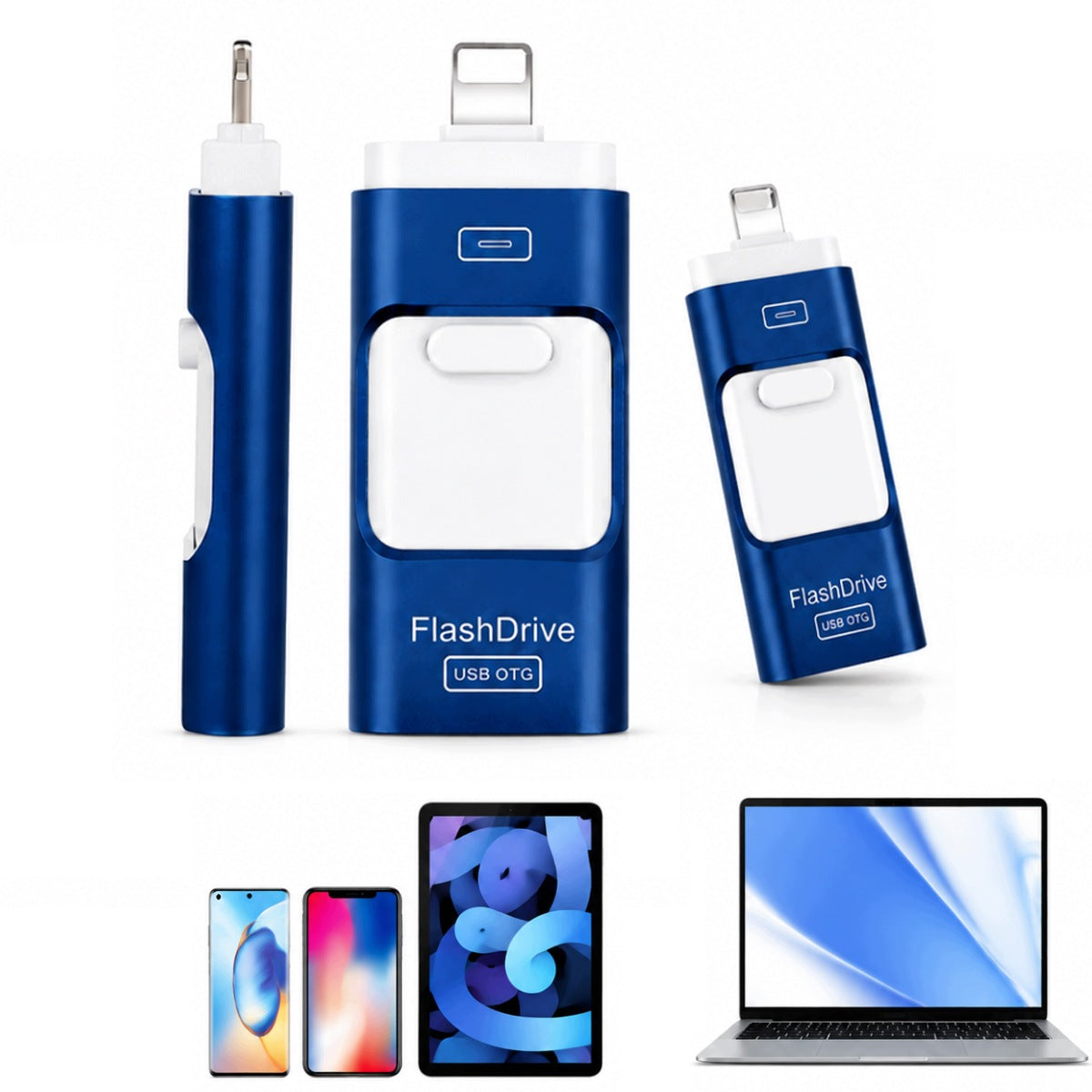 128GB 4-in-1 USB Flash Drive for iPhone, Android, USB-C, PC, Mac - Lightning Connector - 2026 Model - New