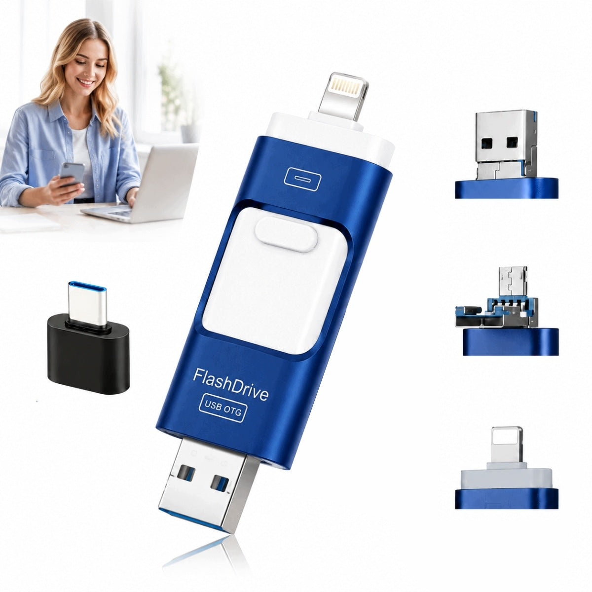 128GB 4in1 USB Type-C,Lightning, Micro-USB, PHONE,PC