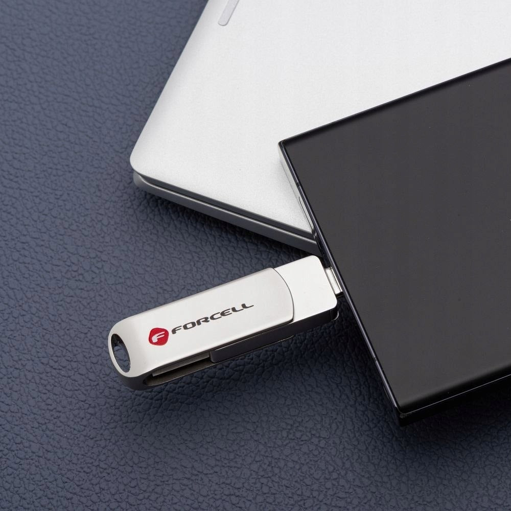 128GB USB 3.2 Gen 1 (USB A) Forcell F-Data Metal silver Packaging status original