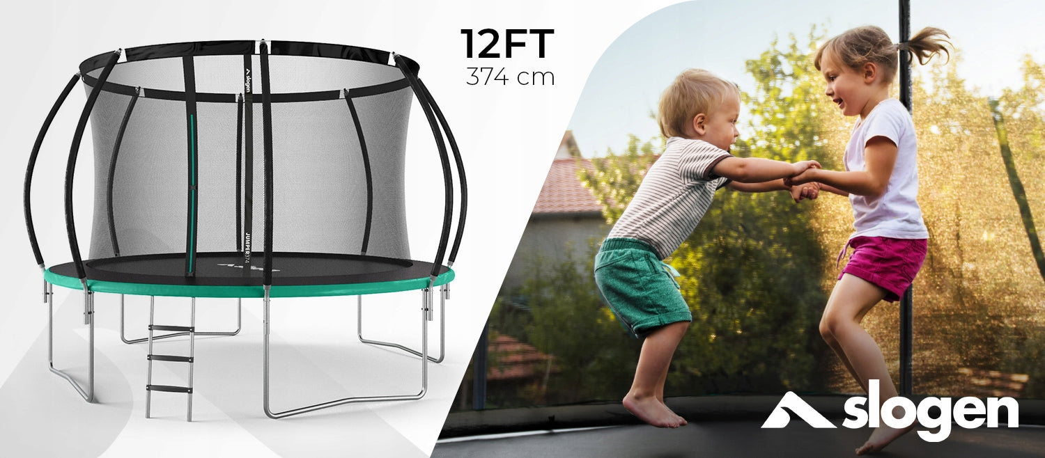 12FT GARDEN TRAMPOLINE FOR CHILDREN INTERNAL MESH LADDER 374cm SLOGEN Number of springs/ropes 72